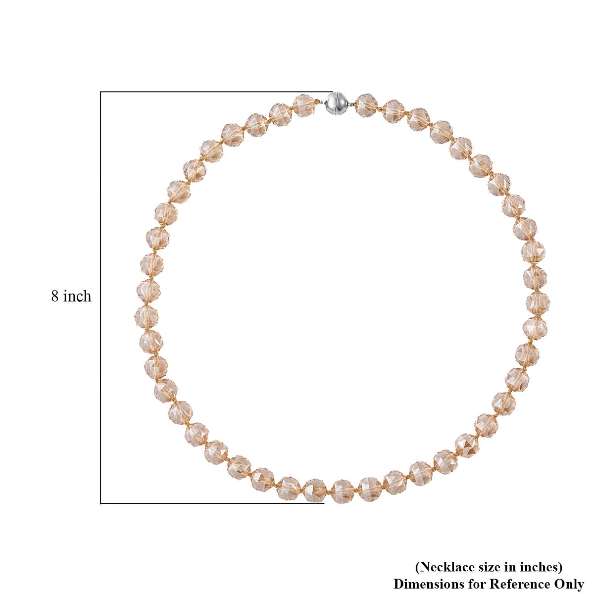 Champagne Glass Beaded Necklace 24 Inches with Magnetic Lock in Silvertone image number 4