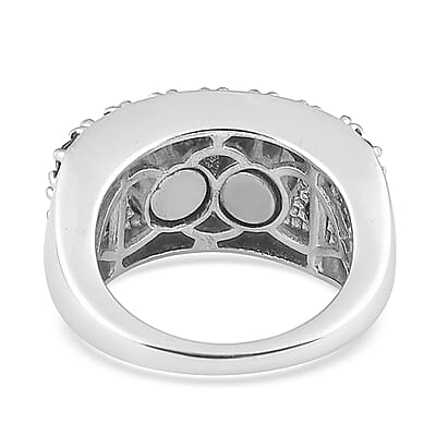 Amethyst Color Crystal Three Row Band Ring in Platinum Over Copper with Magnet (Size 10.0)
