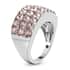 Vintage Rose Color Crystal Three Row Band Ring in Platinum Over Copper with Magnet (Size 8.0) image number 3