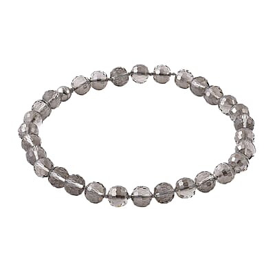Grey Pearl Glass Knotted Necklace with Magnetic Lock in Silvertone 20 Inches