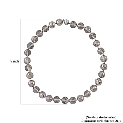 Grey Pearl Glass Knotted Necklace with Magnetic Lock in Silvertone 20 Inches