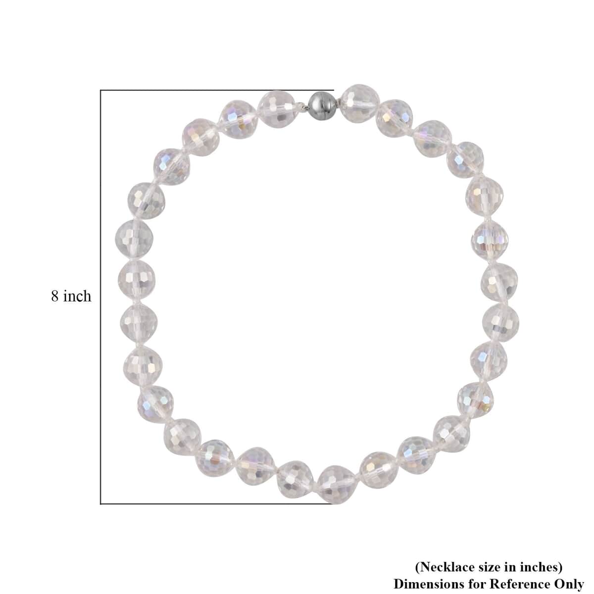 White Mystic Color Glass Beaded Knotted Necklace 20 Inches with Magnetic Lock in Silvertone image number 4