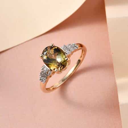 LUXORO 10K Yellow Gold Premium Natural Golden Tanzanite and Diamond Ring 2.25 ctw image number 1