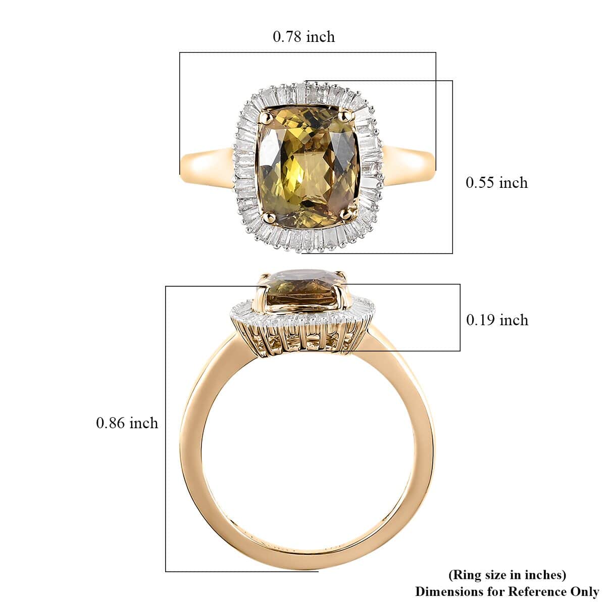 LUXORO 10K Yellow Gold Premium Natural Golden Tanzanite and Diamond Halo Ring 2.75 Grams 2.50 ctw image number 5