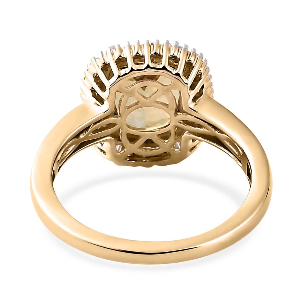 Luxoro 10K Yellow Gold AA Premium Golden Tanzanite and Diamond Halo Ring (Size 7.0) 2.50 ctw image number 4