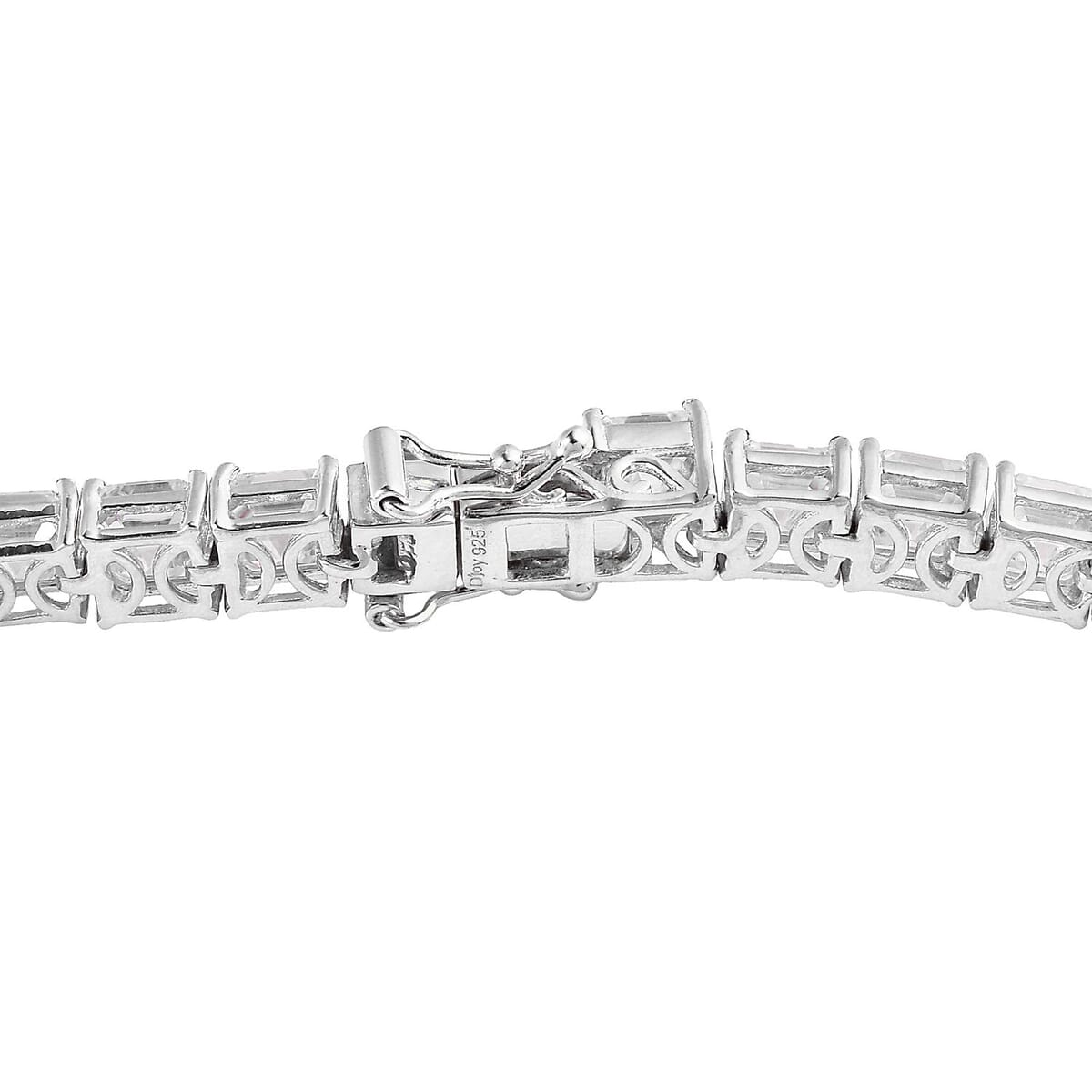 Asscher Cut Moissanite 5mm Tennis Bracelet in Platinum Over Sterling Silver (6.50 In) 11 Grams 20.00 ctw image number 3