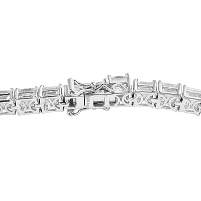 Asscher Cut Moissanite 5mm Tennis Bracelet in Platinum Over Sterling Silver (6.50 In) 20.00 ctw