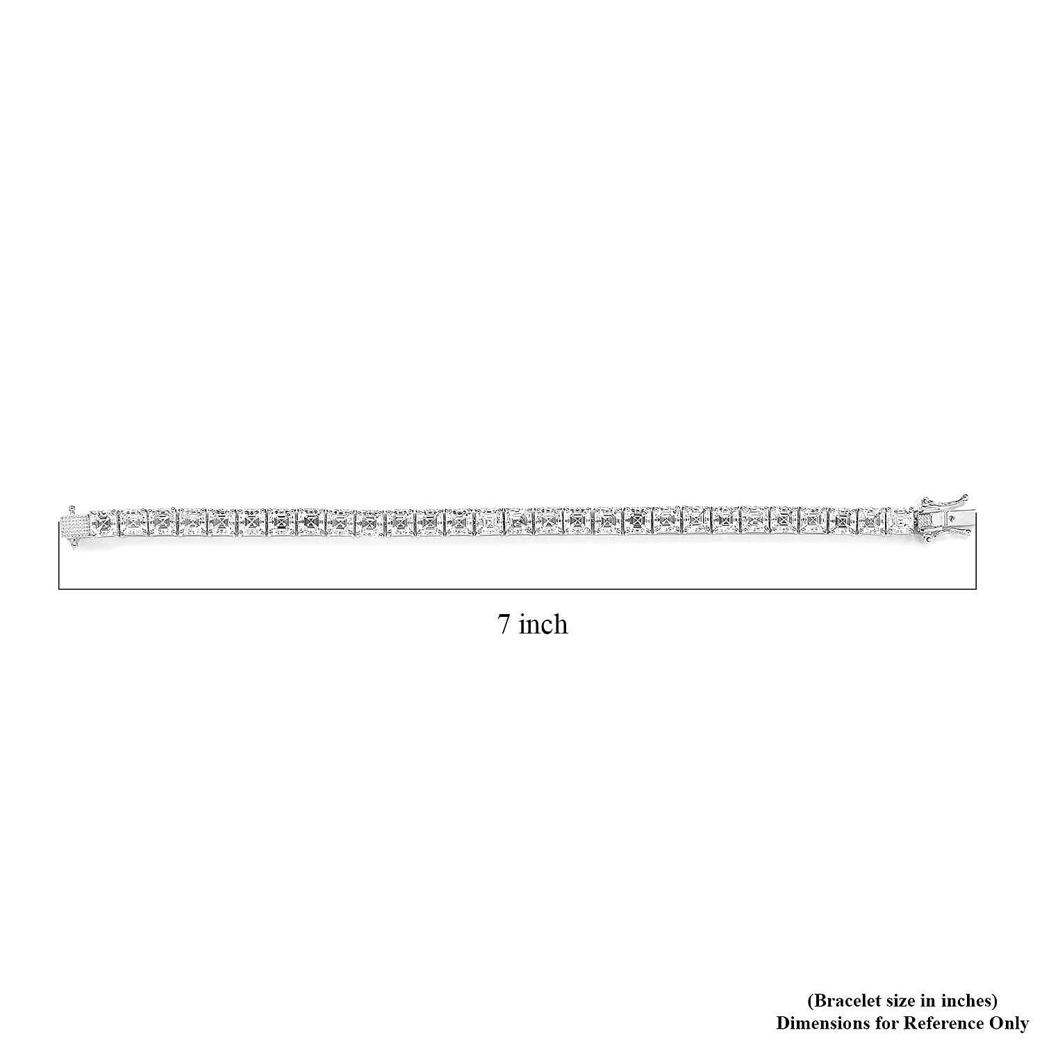 Asscher Cut Moissanite 5mm Tennis Bracelet in Platinum Over Sterling Silver (6.50 In) 20.00 ctw