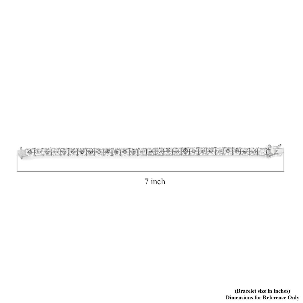 Asscher Cut Moissanite 5mm Tennis Bracelet in Platinum Over Sterling Silver (6.50 In) 11 Grams 20.00 ctw image number 4