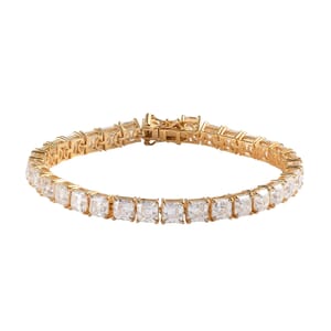 Asscher Cut Moissanite 5mm Tennis Bracelet in Vermeil Yellow Gold Over Sterling Silver (7.25 In) 11.80 Grams 22.15 ctw