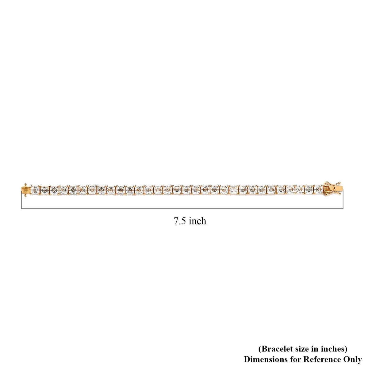 Asscher Cut Moissanite 5mm Tennis Bracelet in Vermeil Yellow Gold Over Sterling Silver (7.25 In) 11.80 Grams 22.15 ctw image number 4