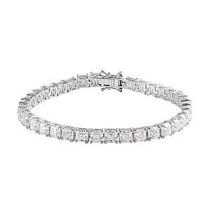 Asscher Cut Moissanite 5mm Tennis Bracelet in Platinum Over Sterling Silver (8.00 In) 12.85 Grams 25.00 ctw