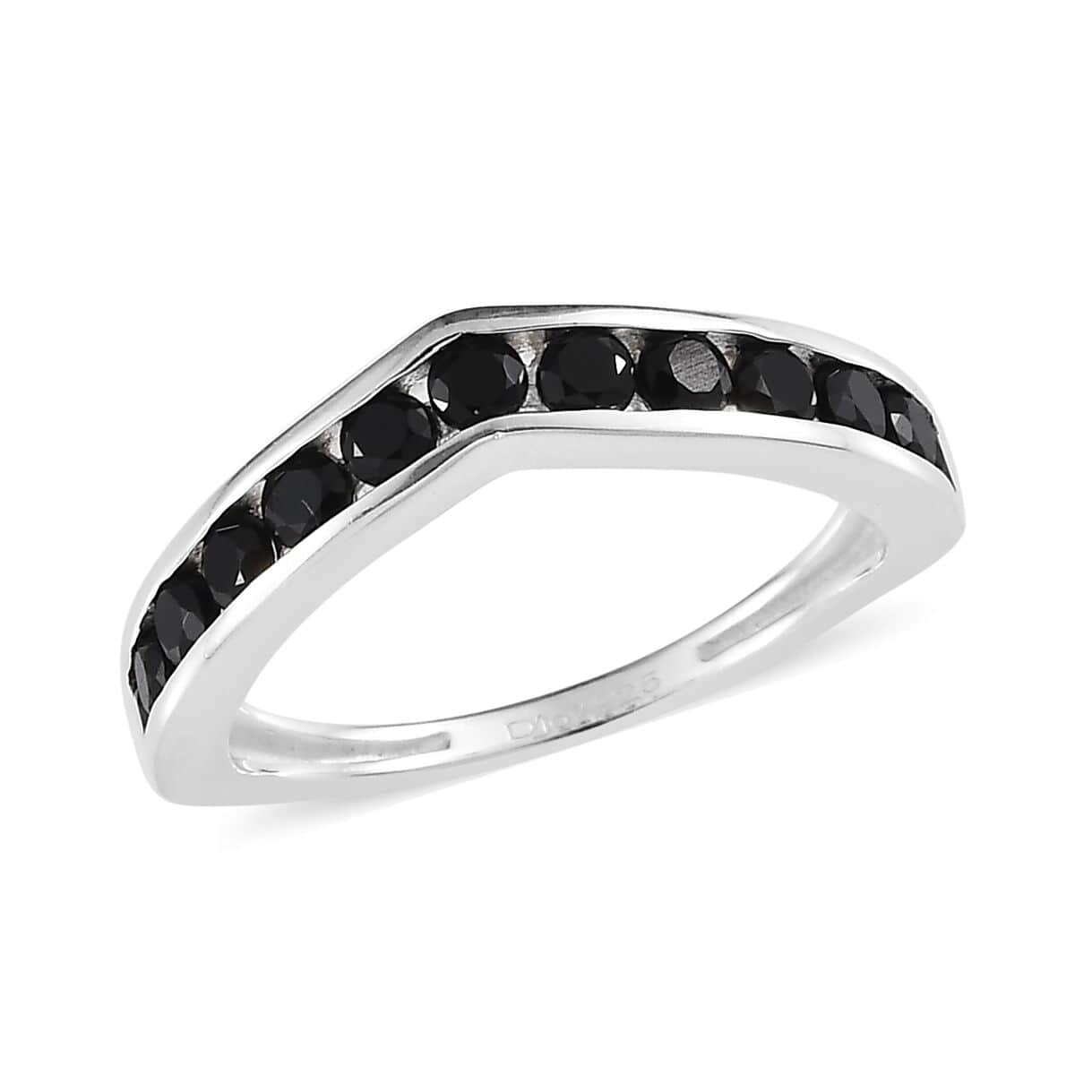 Natural Thai Black Spinel Band Ring in Sterling Silver (Size 10) 0.85 ctw image number 0