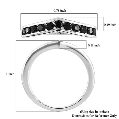 Thai Black Spinel Chevron Wishbone Ring in Sterling Silver (Size 10.0) 0.85 ctw