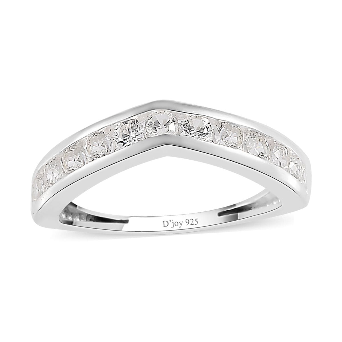 White Zircon Chevron Wishbone Ring in Sterling Silver (Size 9.0) 0.90 ctw image number 0