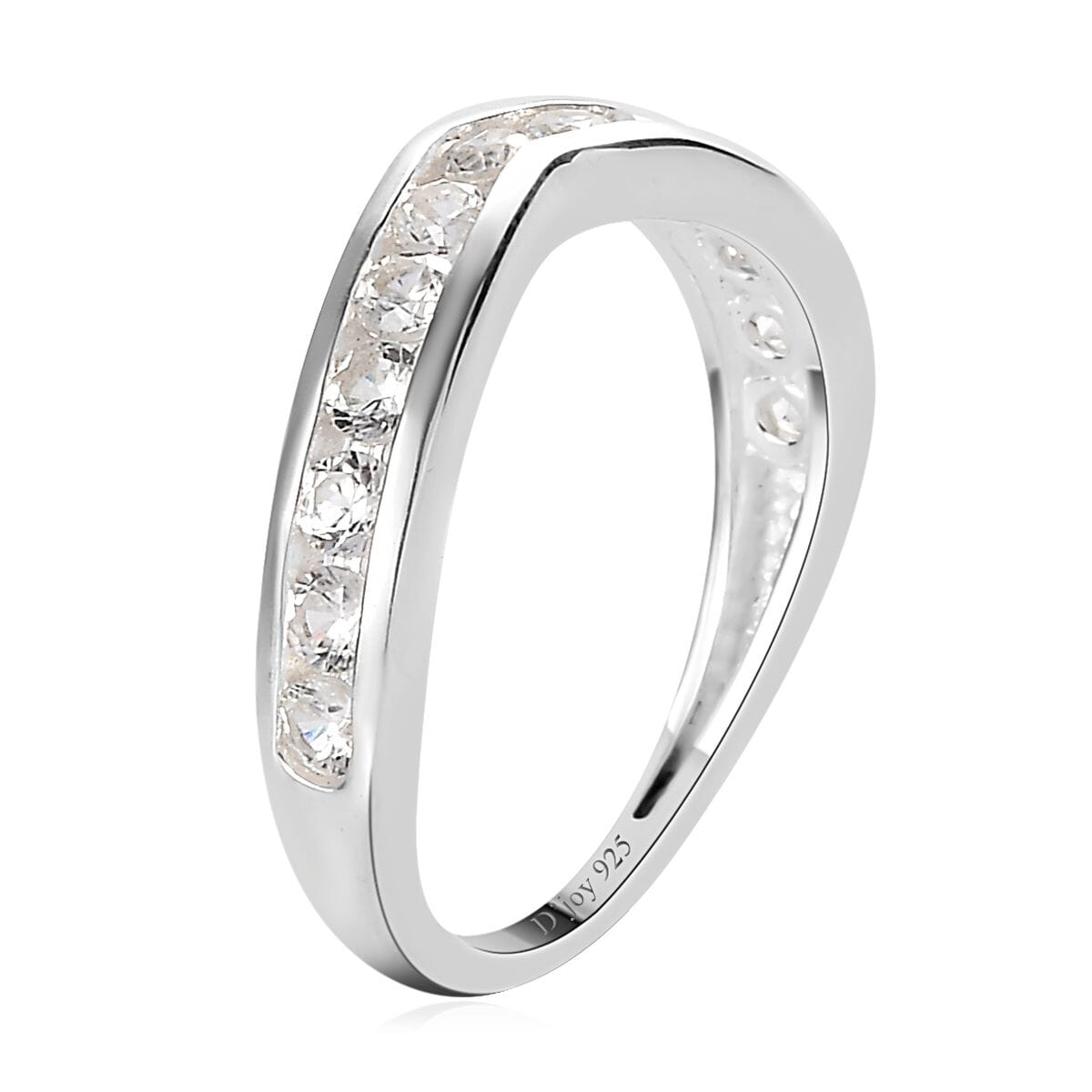White Zircon Chevron Wishbone Ring in Sterling Silver (Size 9.0) 0.90 ctw image number 3