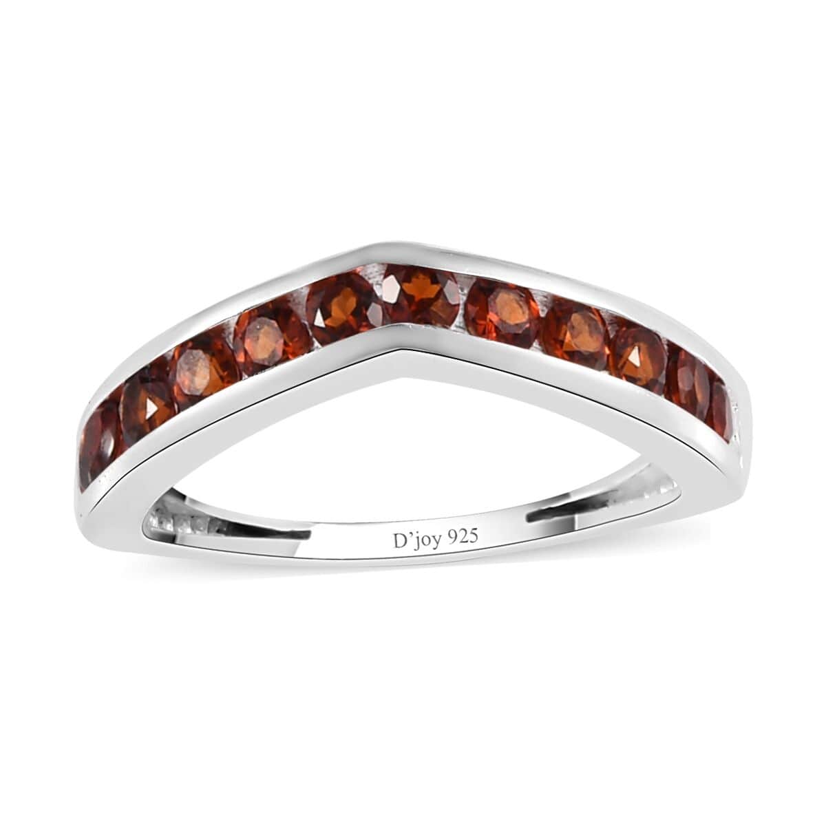 Mozambique Garnet Chevron Wishbone Ring in Sterling Silver (Size 7.0) 0.85 ctw image number 0