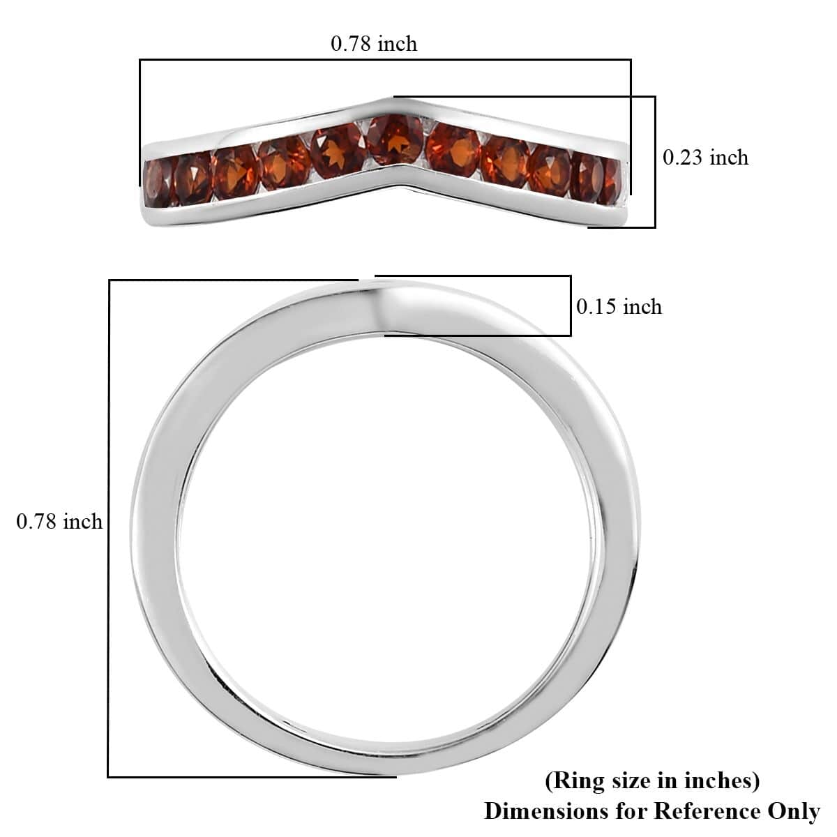 Mozambique Garnet Chevron Wishbone Ring in Sterling Silver (Size 7.0) 0.85 ctw image number 5