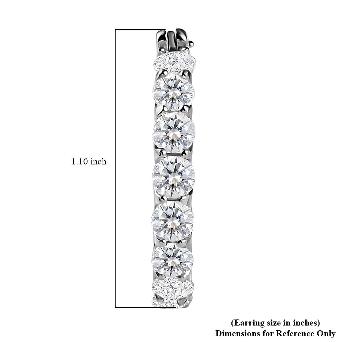 Moissanite Hoop Earrings in Platinum Over Sterling Silver 3.85 ctw
