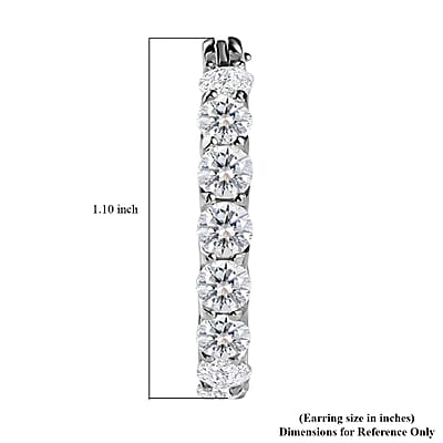 Moissanite Hoop Earrings in Platinum Over Sterling Silver 3.85 ctw