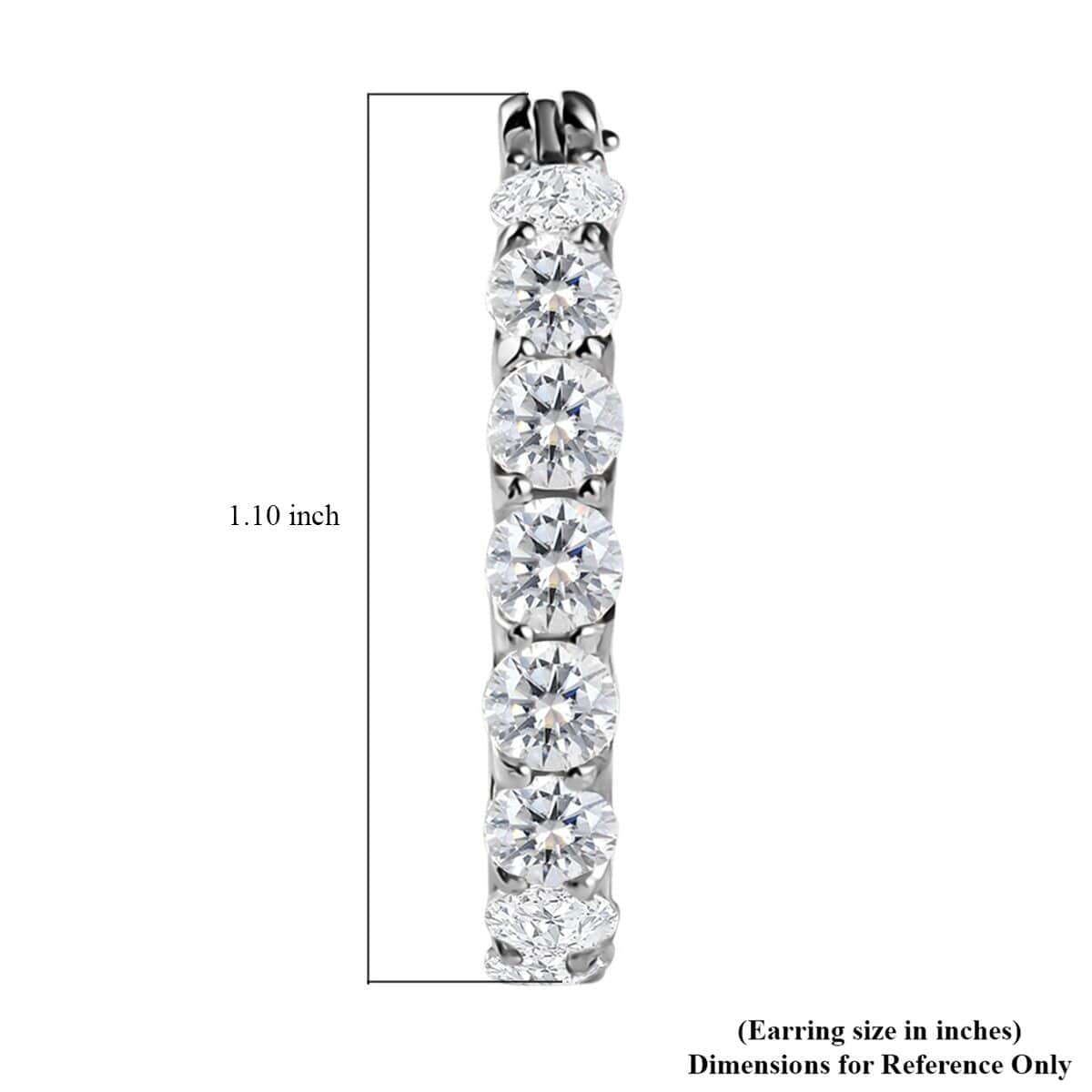 Moissanite Hoop Earrings in Platinum Over Sterling Silver 3.85 ctw image number 4