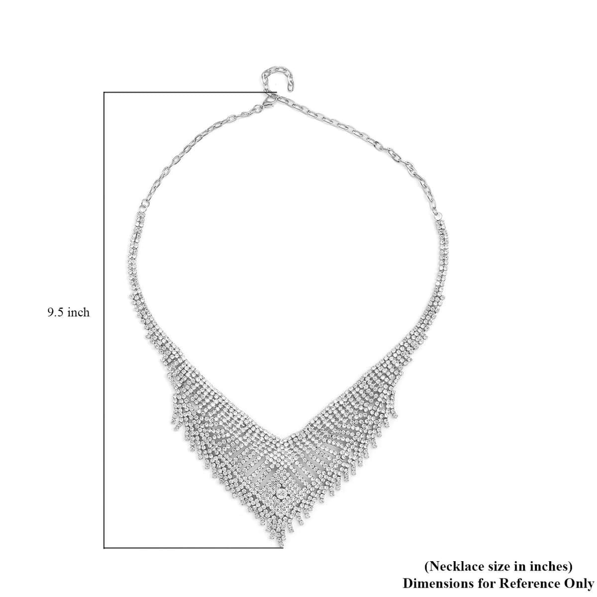 Austrian Crystal Waterfall Necklace 23.5 Inches in Silvertone image number 3