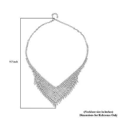 Austrian Crystal Waterfall Necklace in Silvertone 23.5 Inches