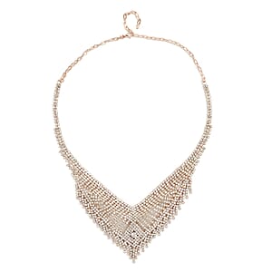 Austrian Crystal Waterfall Necklace in Rosetone 23.5 Inches