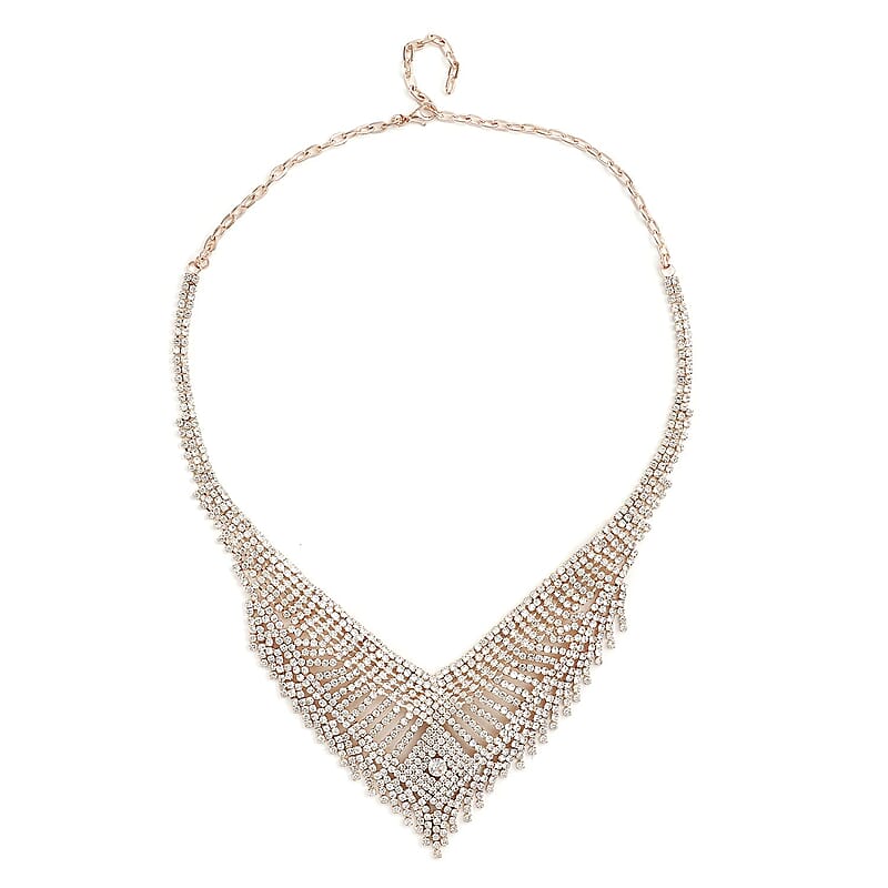 Austrian Crystal Waterfall Necklace in Rosetone 23.5 Inches