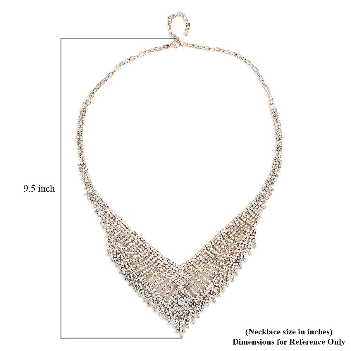 Austrian Crystal Waterfall Necklace in Rosetone 23.5 Inches image number 3