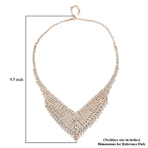Austrian Crystal Waterfall Necklace in Rosetone 23.5 Inches