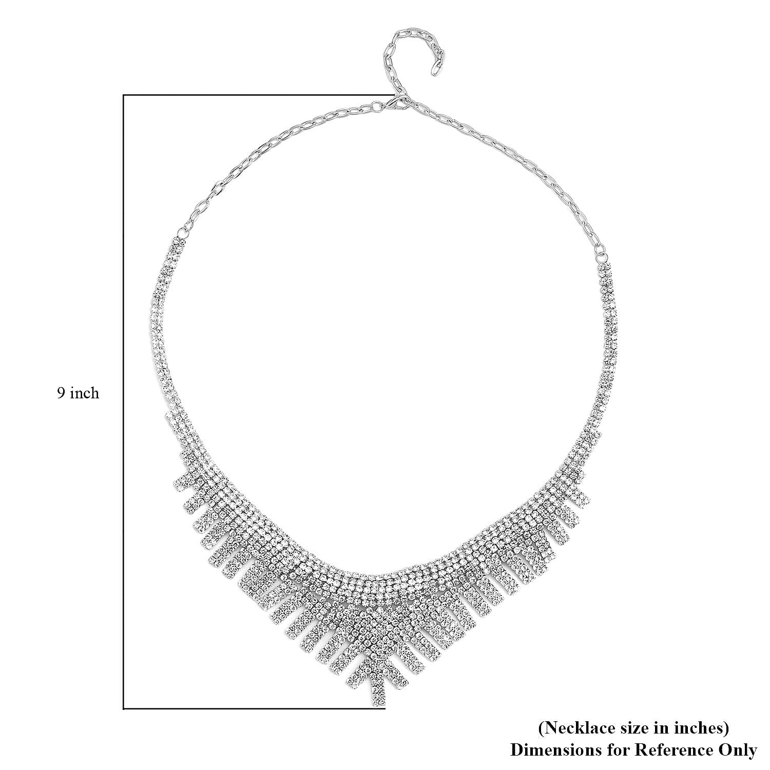 Austrian Crystal Waterfall Necklace 24 Inches in Silvertone