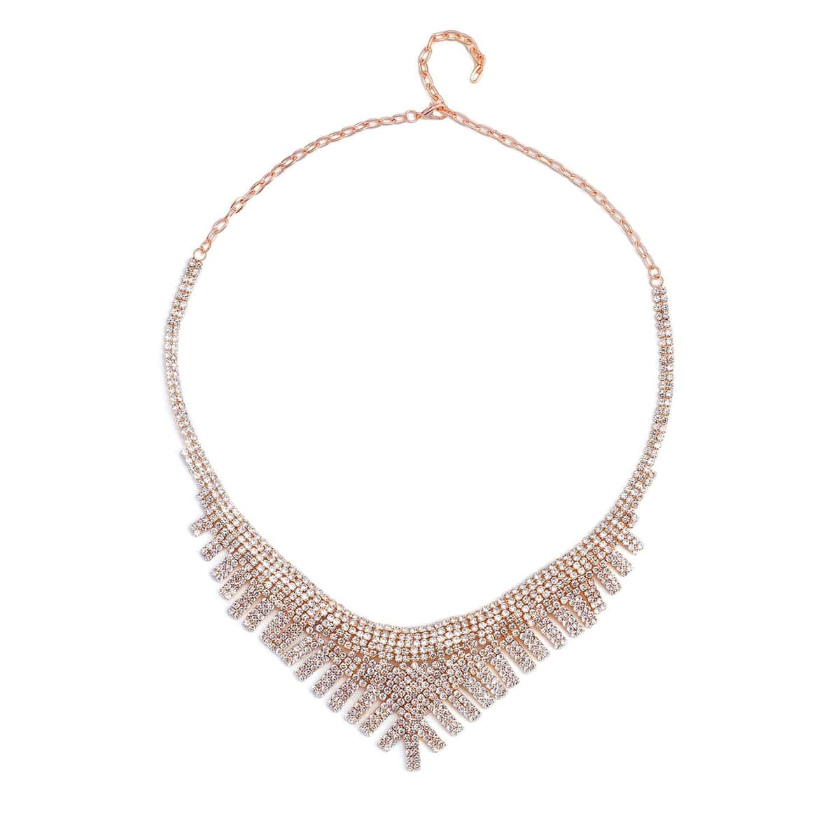 Austrian Crystal Waterfall Necklace in Rosetone 24 Inches image number 0