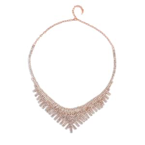 Austrian Crystal Waterfall Necklace in Rosetone 24 Inches