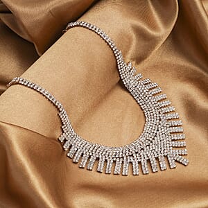 Austrian Crystal Waterfall Necklace in Rosetone 24 Inches