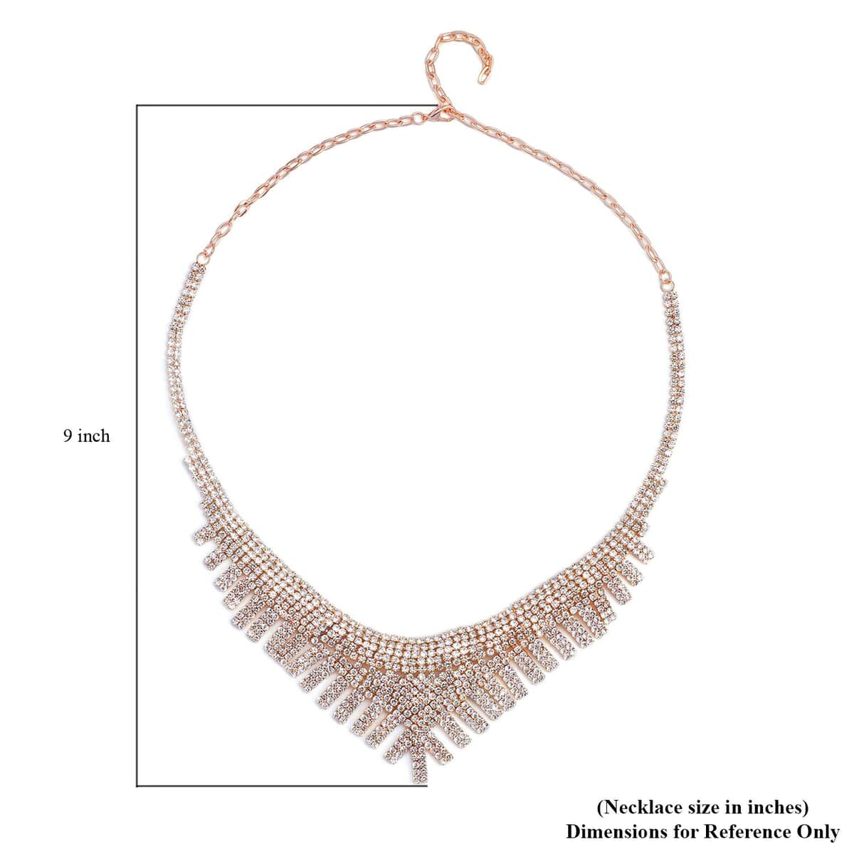 Austrian Crystal Waterfall Necklace in Rosetone 24 Inches image number 3