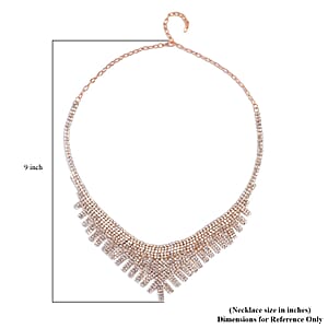 Austrian Crystal Waterfall Necklace in Rosetone 24 Inches