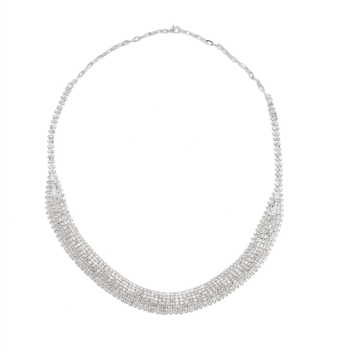 Austrian Crystal Necklace 24 Inches in Silvertone image number 0