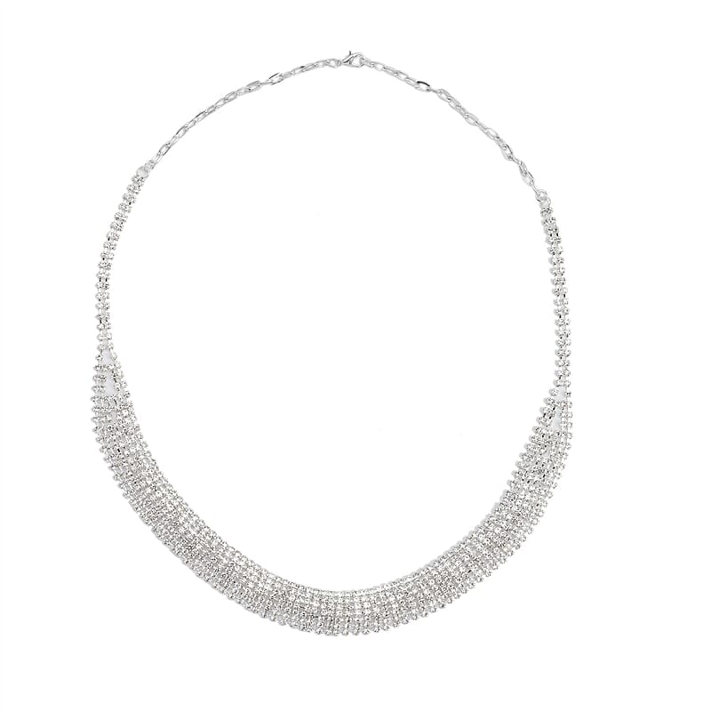 Austrian Crystal Necklace 24 Inches in Silvertone
