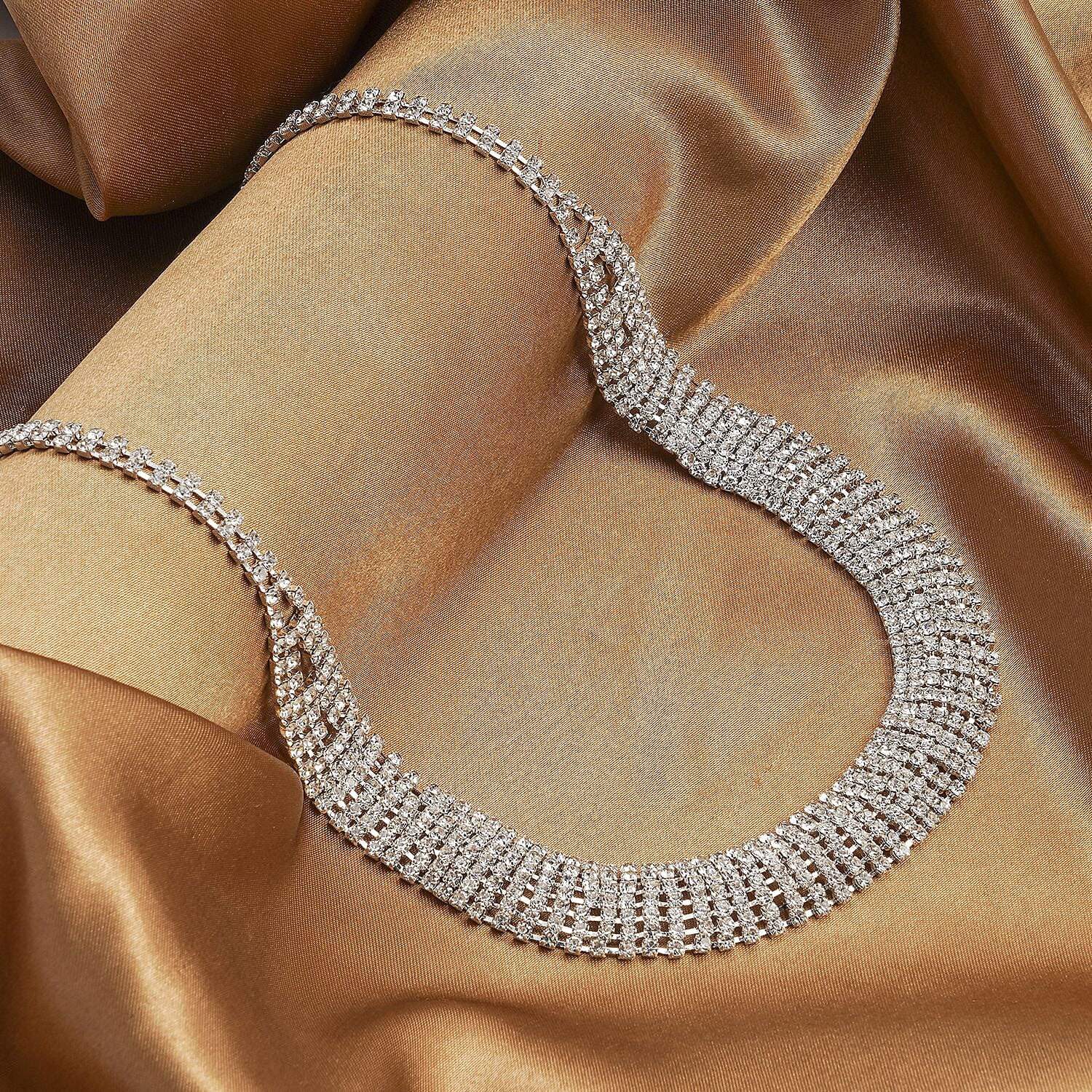 Austrian Crystal Necklace 24 Inches in Silvertone