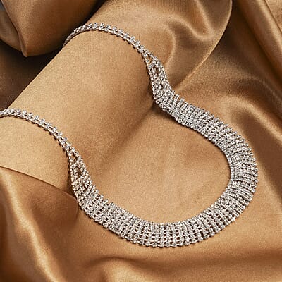 Austrian Crystal Necklace 24 Inches in Silvertone