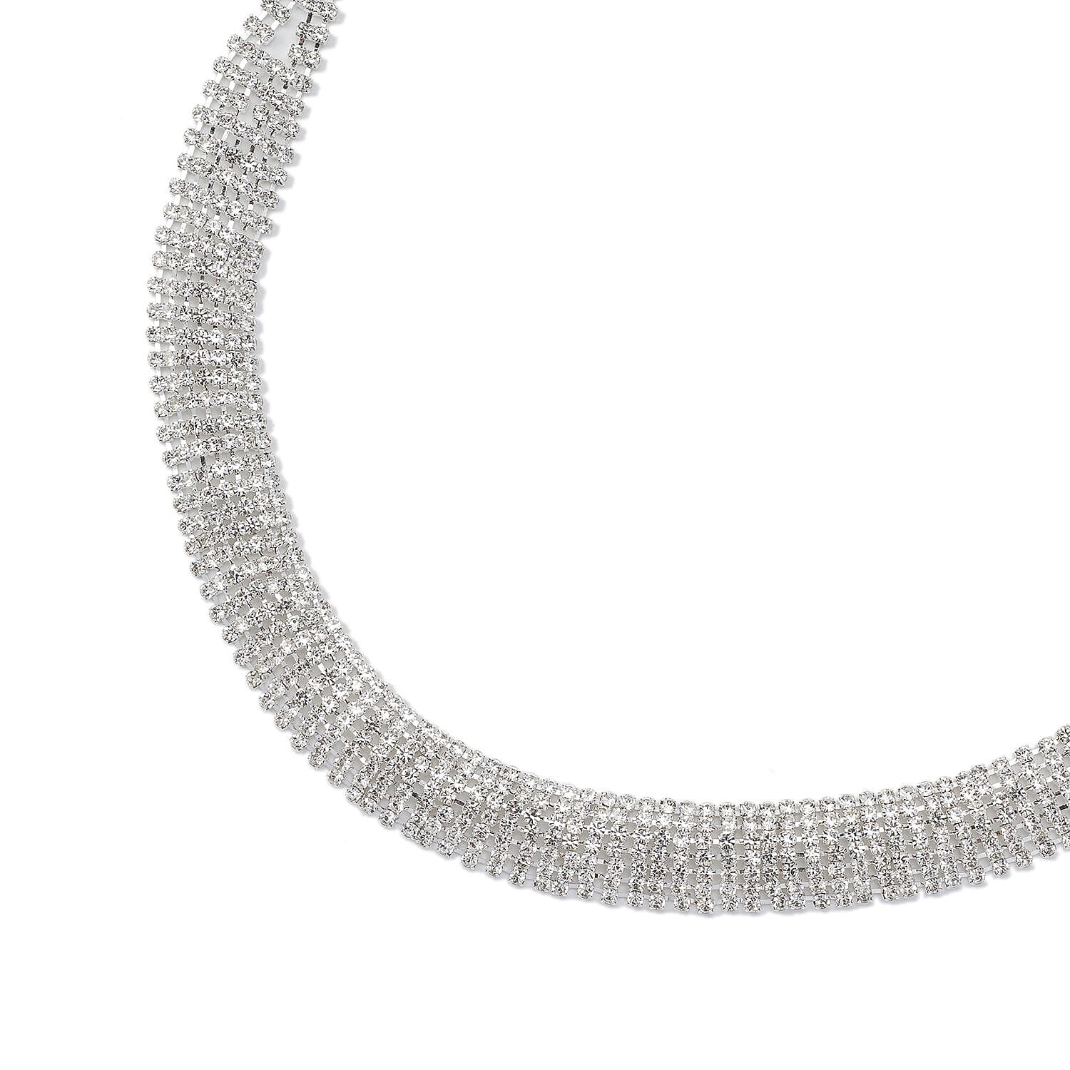 Austrian Crystal Necklace 24 Inches in Silvertone