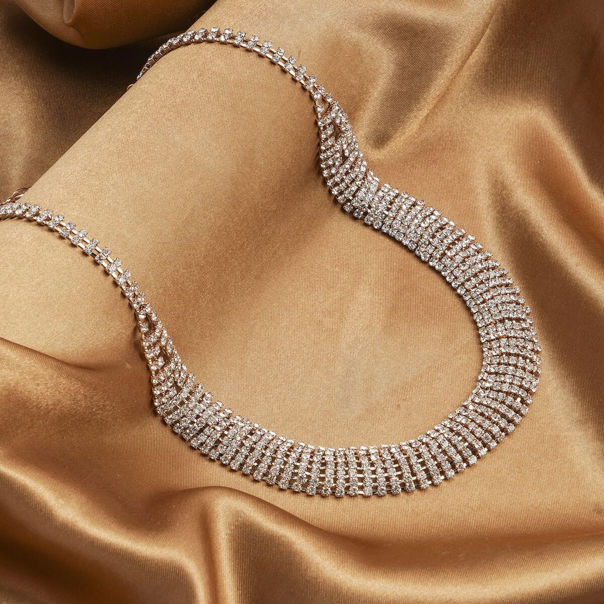 Austrian Crystal Necklace 24 Inches in Rosetone image number 1