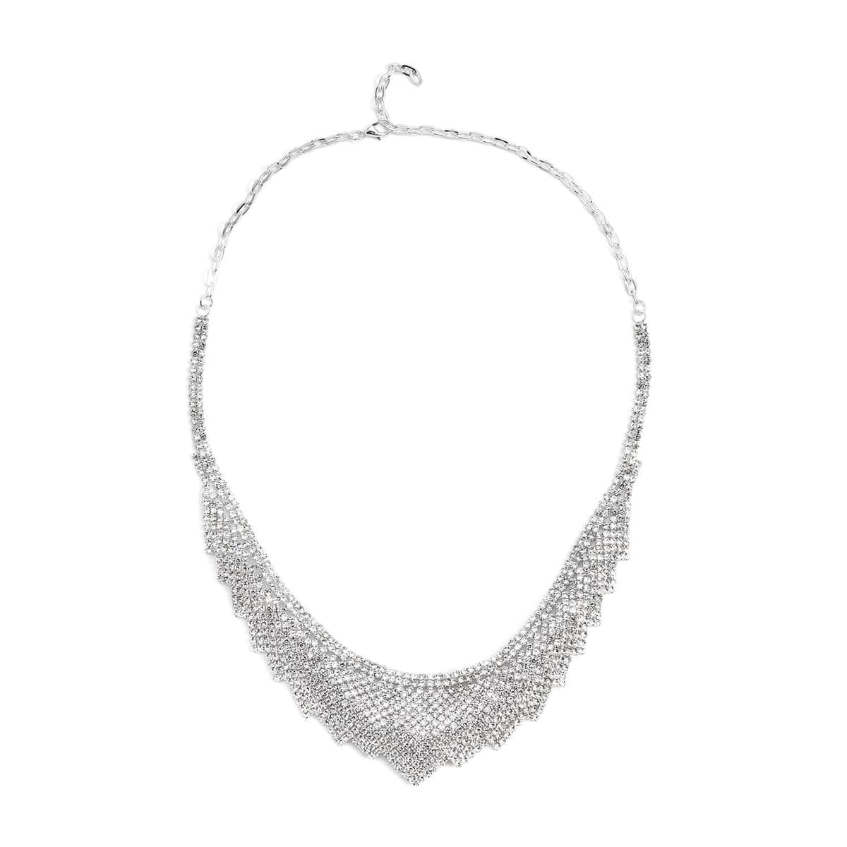 Austrian Crystal Louts Petals Necklace 23.50 Inches in Silvertone image number 0
