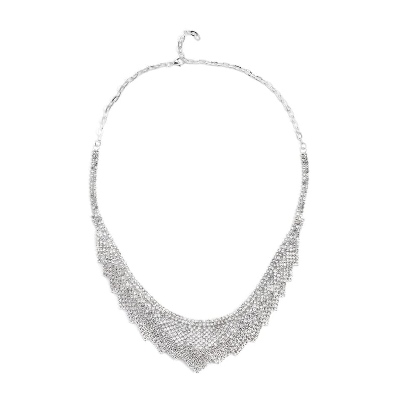 Austrian Crystal Louts Petals Necklace 23.50 Inches in Silvertone