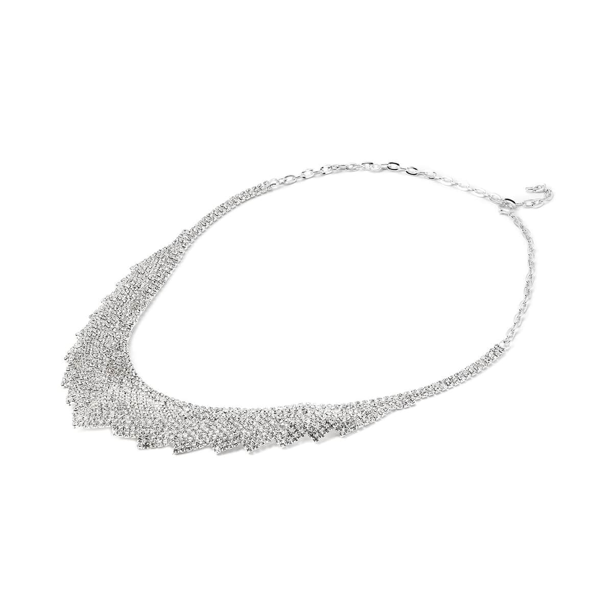 Austrian Crystal Louts Petals Necklace 23.50 Inches in Silvertone image number 2