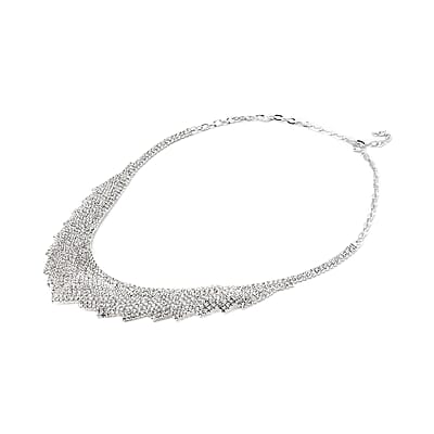 Austrian Crystal Louts Petals Necklace 23.50 Inches in Silvertone