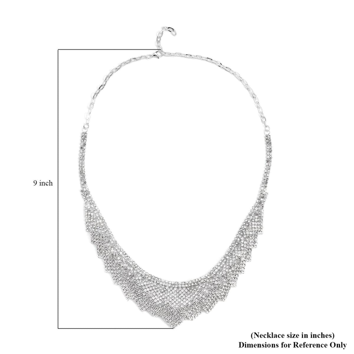 Austrian Crystal Louts Petals Necklace 23.50 Inches in Silvertone image number 3