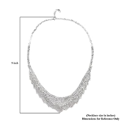 Austrian Crystal Louts Petals Necklace 23.50 Inches in Silvertone