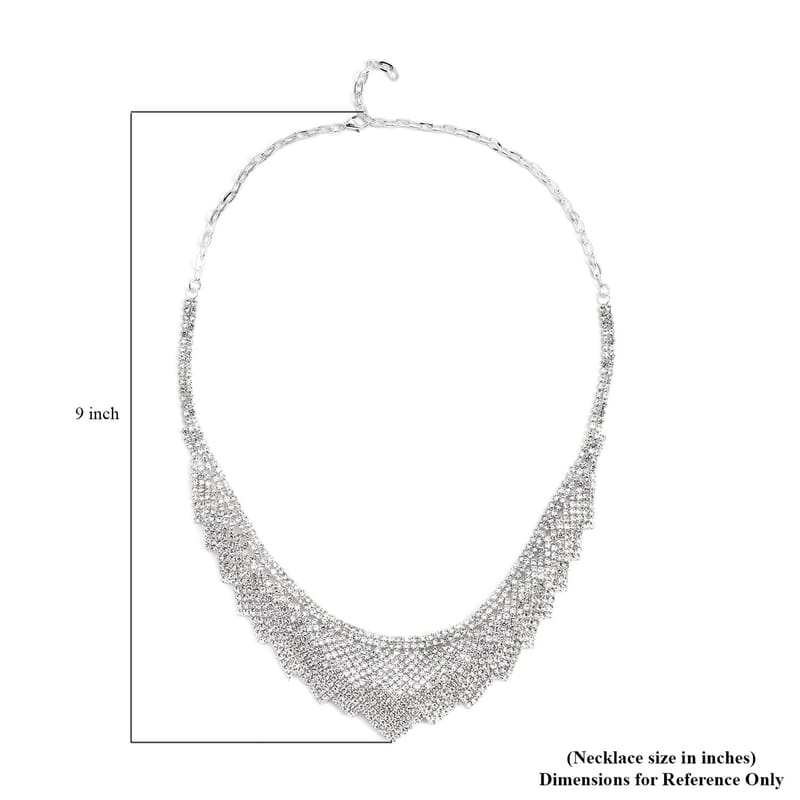 Austrian Crystal Louts Petals Necklace 23.50 Inches in Silvertone